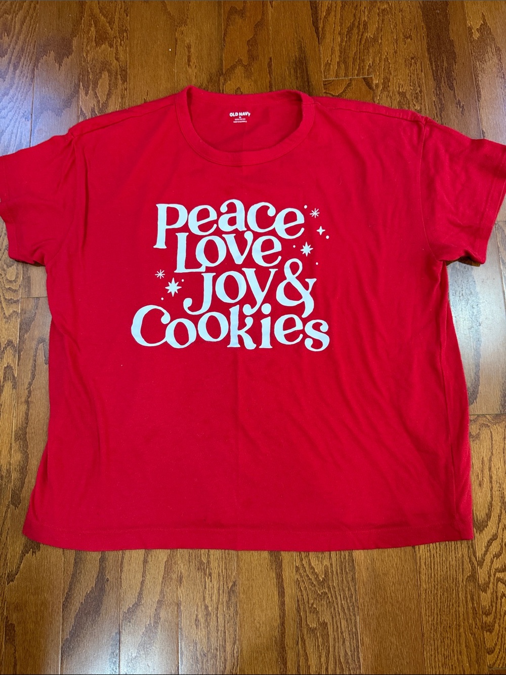 Old Navy Peace Love Joy & Cookies Christmas Graphic Tee XL